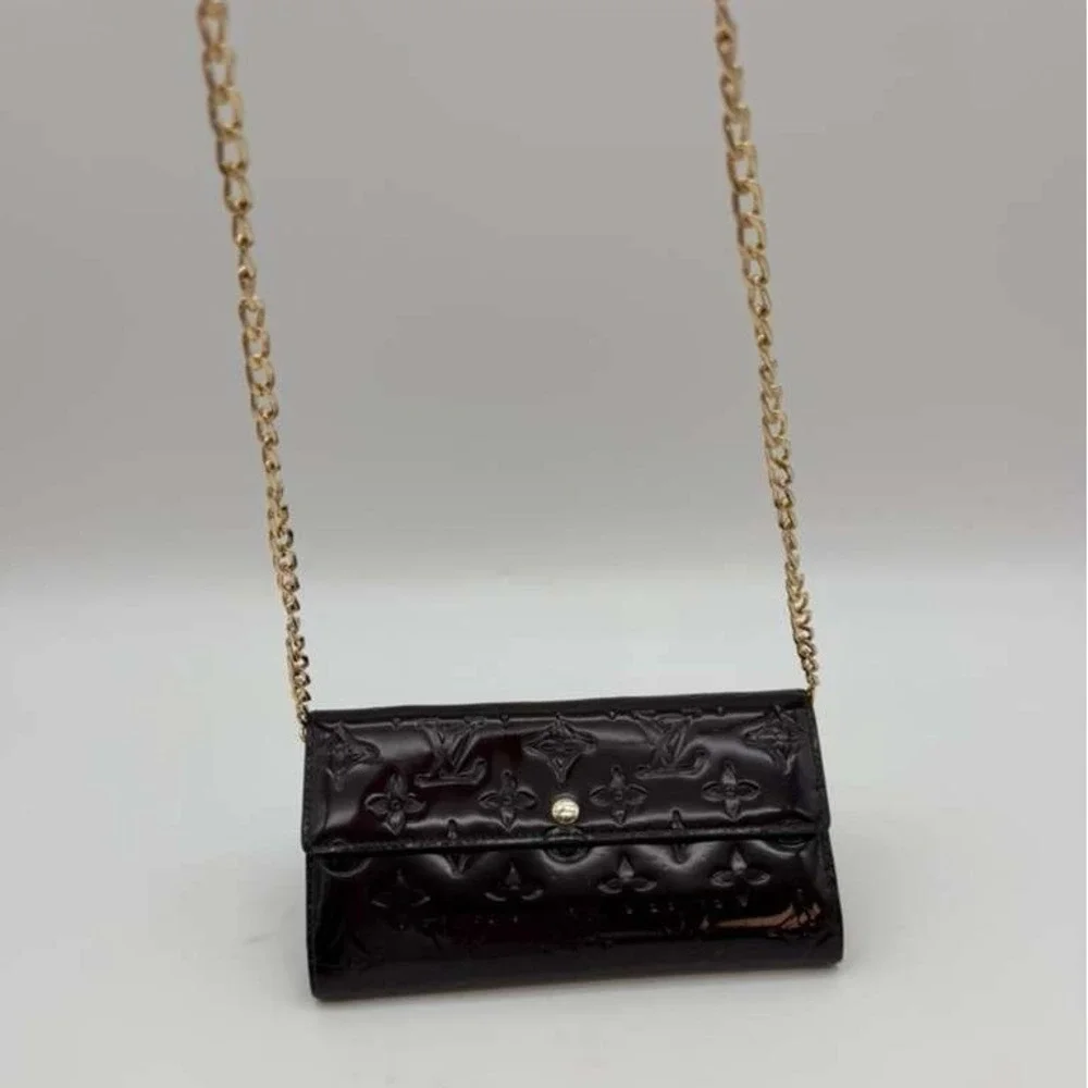 Louis Vuitton Vernis Monogram Wallet Authentic LV Patent Leather With Chain - Picture 11 of 12